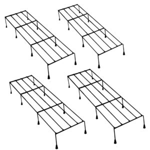 24 Inch Metal Plant Stand for Pots (Set Of 4) – Heavy Duty Iron Garden Shelf, Rustproof Coating, Ideal for Indoor & Outdoor Use (24 x 7.5 x 4 Inches, Black)