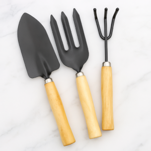 Gardening Hand Tool Set | Wooden Handle Trowel, Fork & Cultivator | Heavy Duty Garden Tools for Home, Balcony & Terrace Gardening